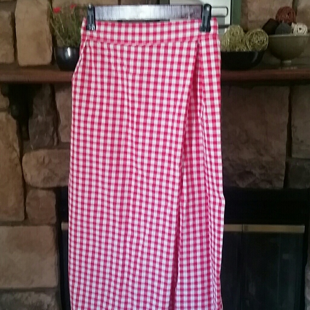 Rockabilly red gingham skort culottes